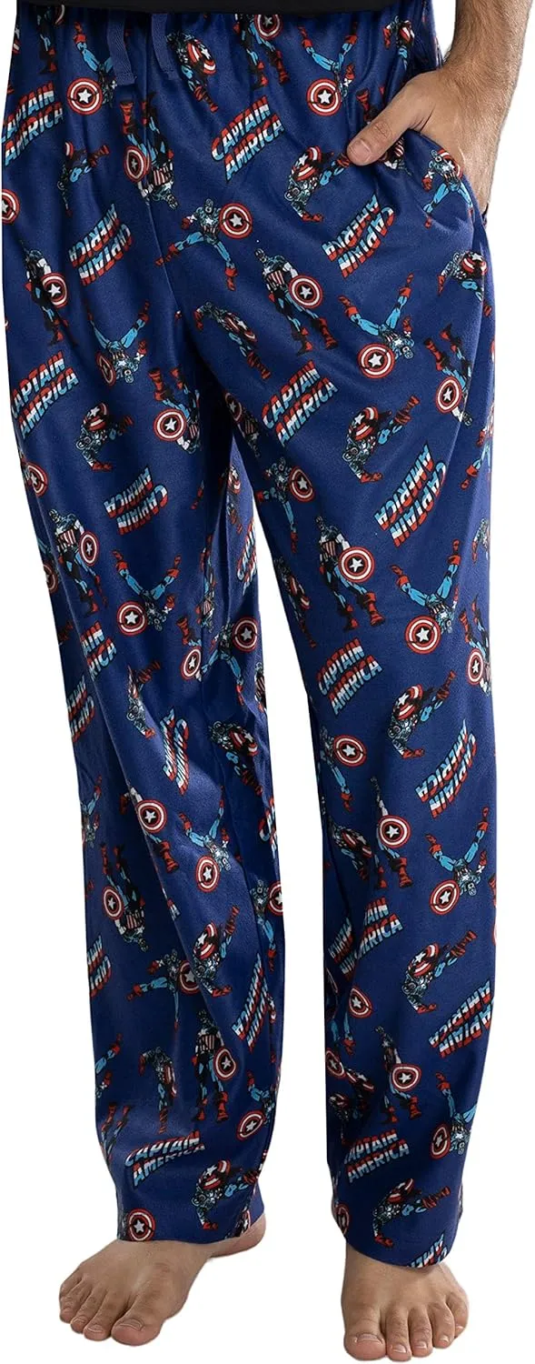 Marvel Men's Captain America Retro Allover Print Loungewear Pajama Pants
