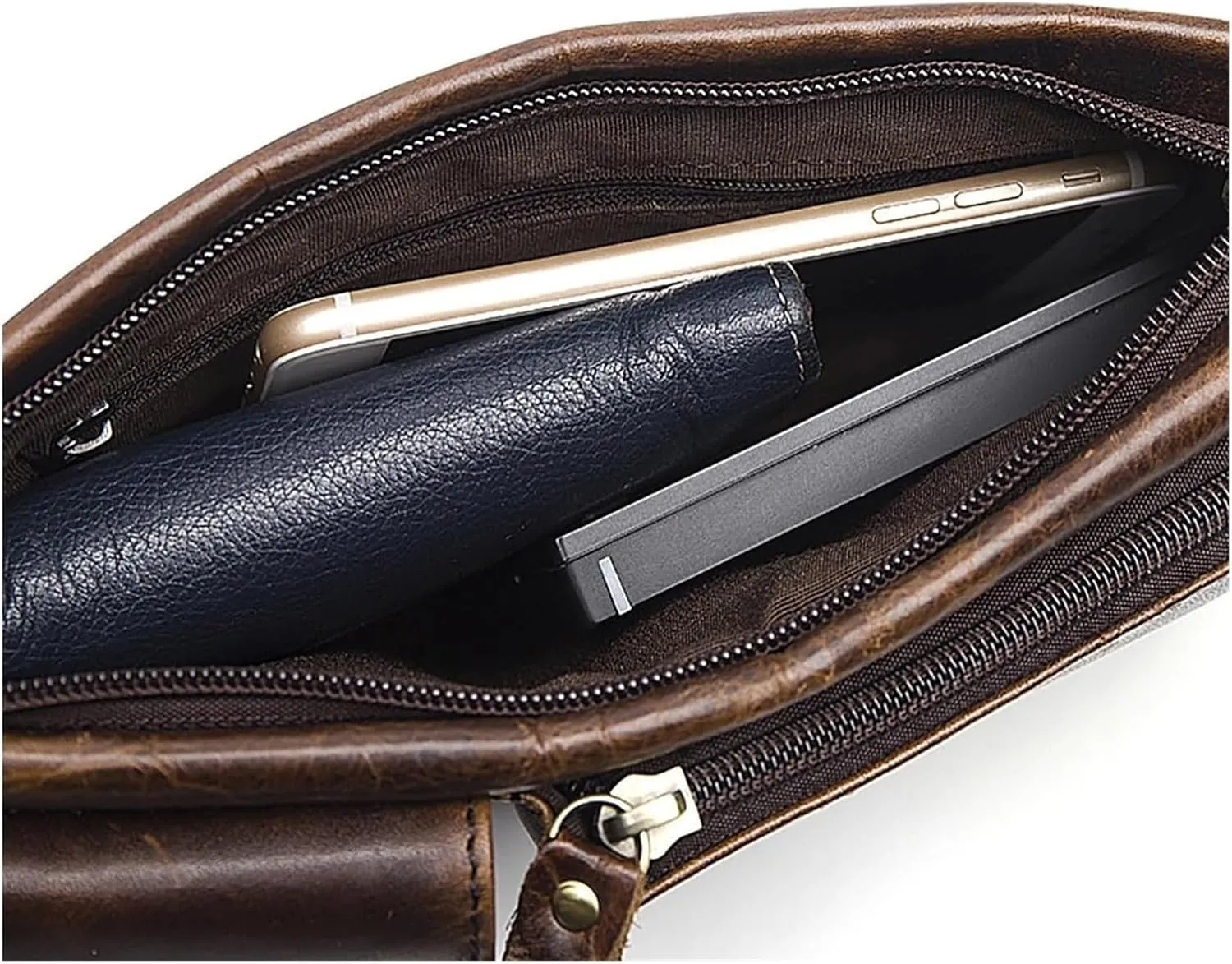 Men's Leather Fanny Pack Waist Bags Vintage Utility Belt Bag Crossbody Hip Purse(Coffee)