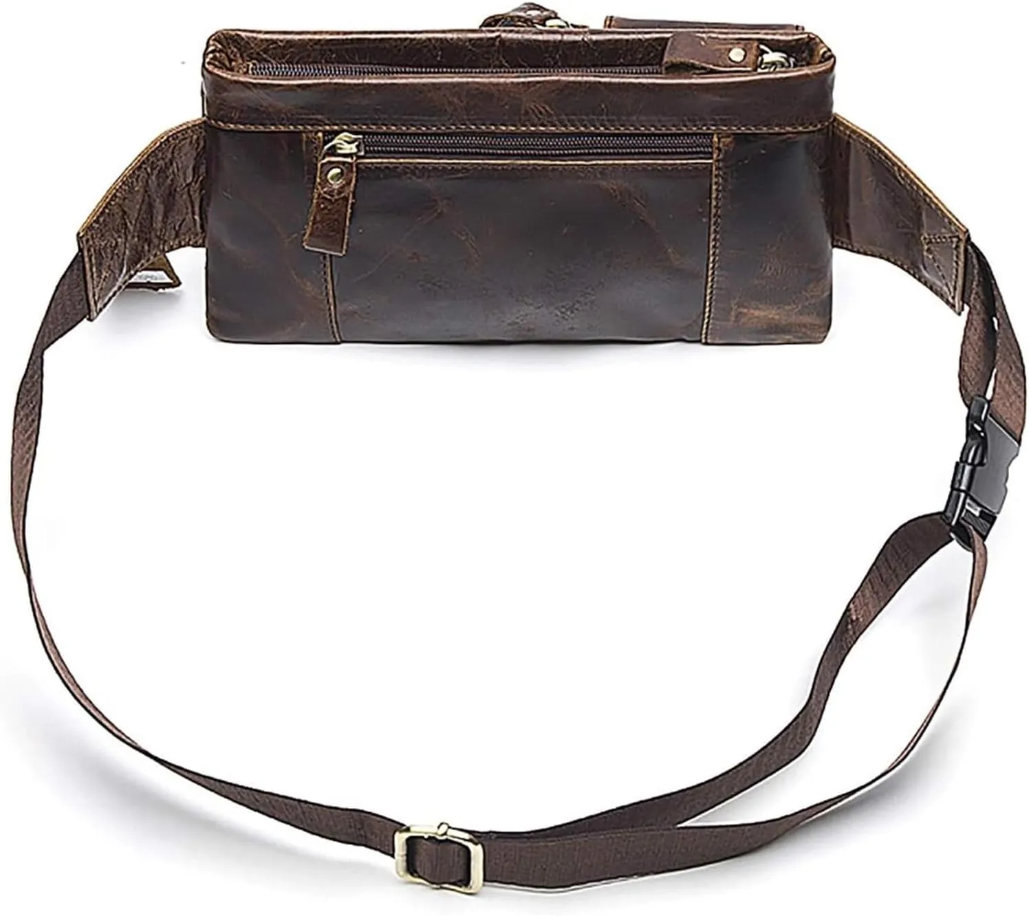 Men's Leather Fanny Pack Waist Bags Vintage Utility Belt Bag Crossbody Hip Purse(Coffee)