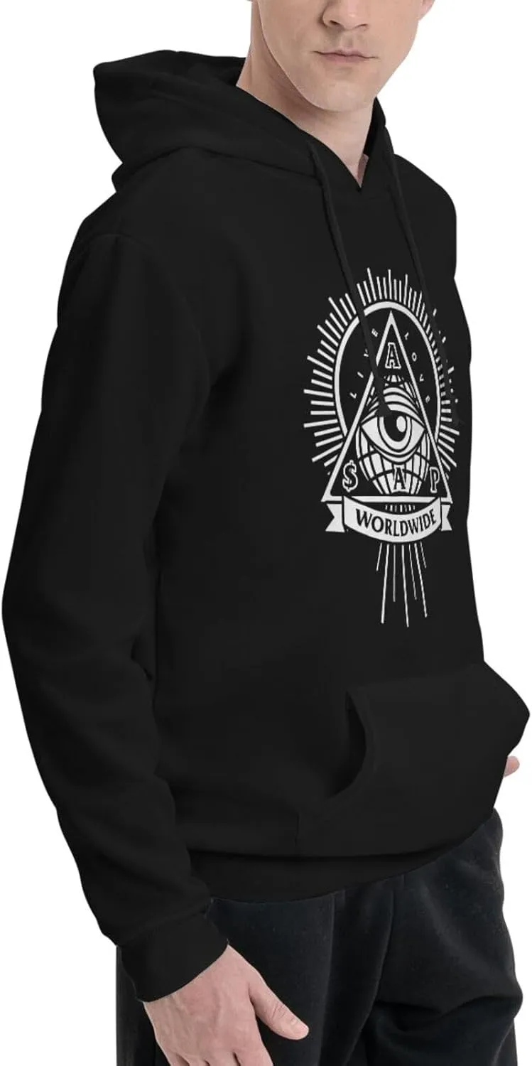 Mens Long Sleeve Tops Hooded Sweatshirt, Quick-Dry Fleece Pullover Hooded