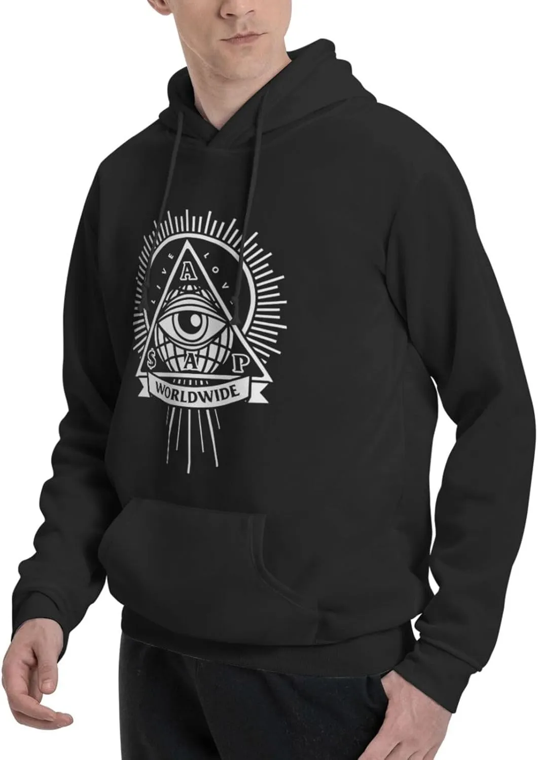 Mens Long Sleeve Tops Hooded Sweatshirt, Quick-Dry Fleece Pullover Hooded