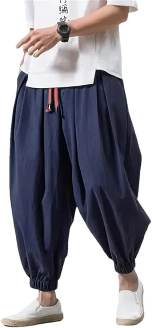 Men's Loose Harem Pants Four Season Cotton Streetwear Cross Oversize Trousers