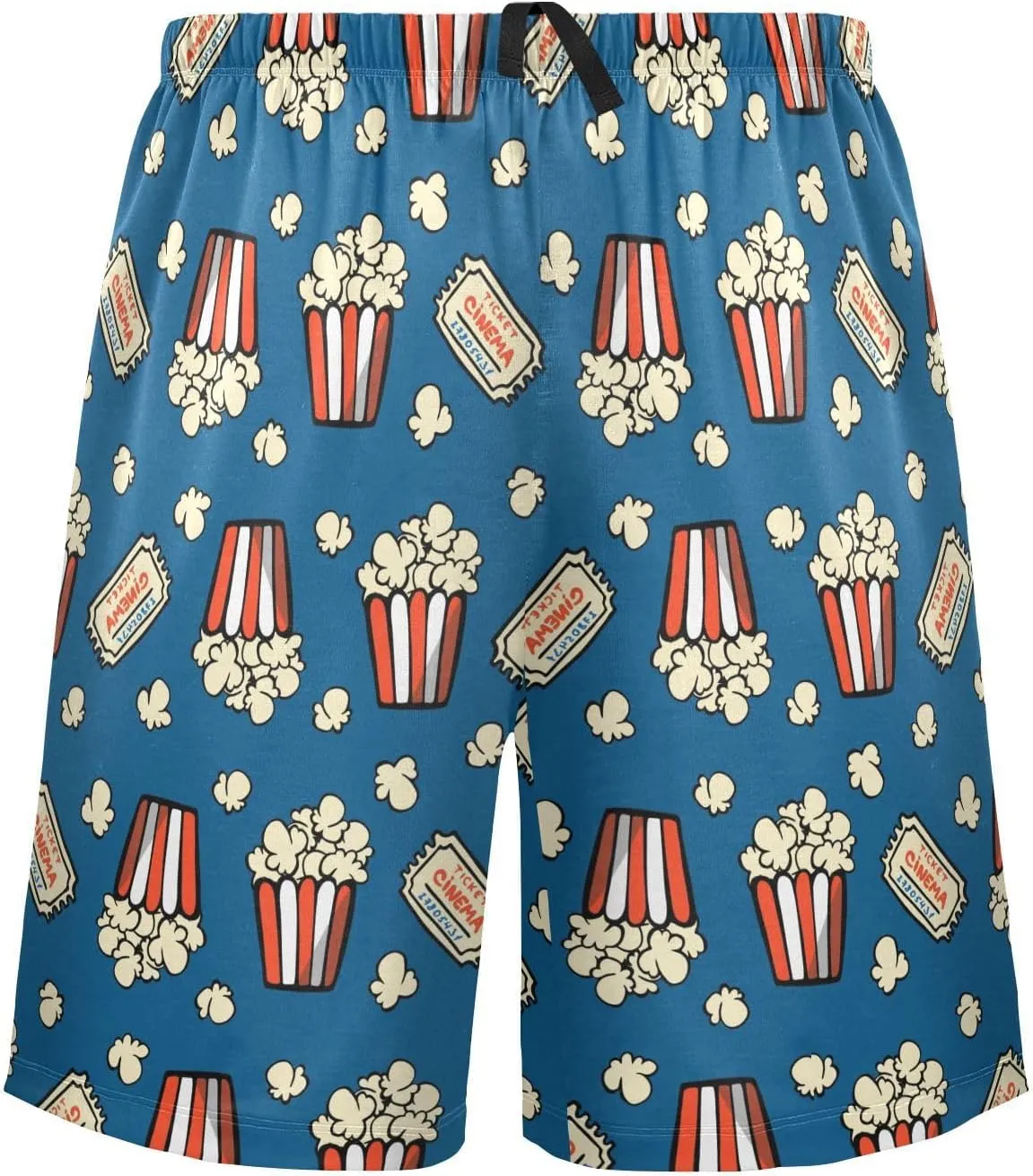 Men's Pajama Shorts Cartoon Snowman Sleep Shorts for Men Pajama Bottom Pants with Drawstring & Pockets S