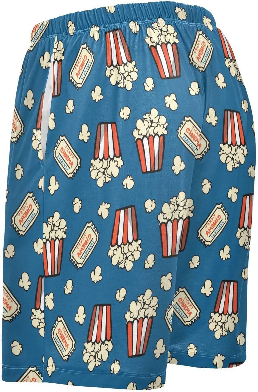 Men's Pajama Shorts Cartoon Snowman Sleep Shorts for Men Pajama Bottom Pants with Drawstring & Pockets S