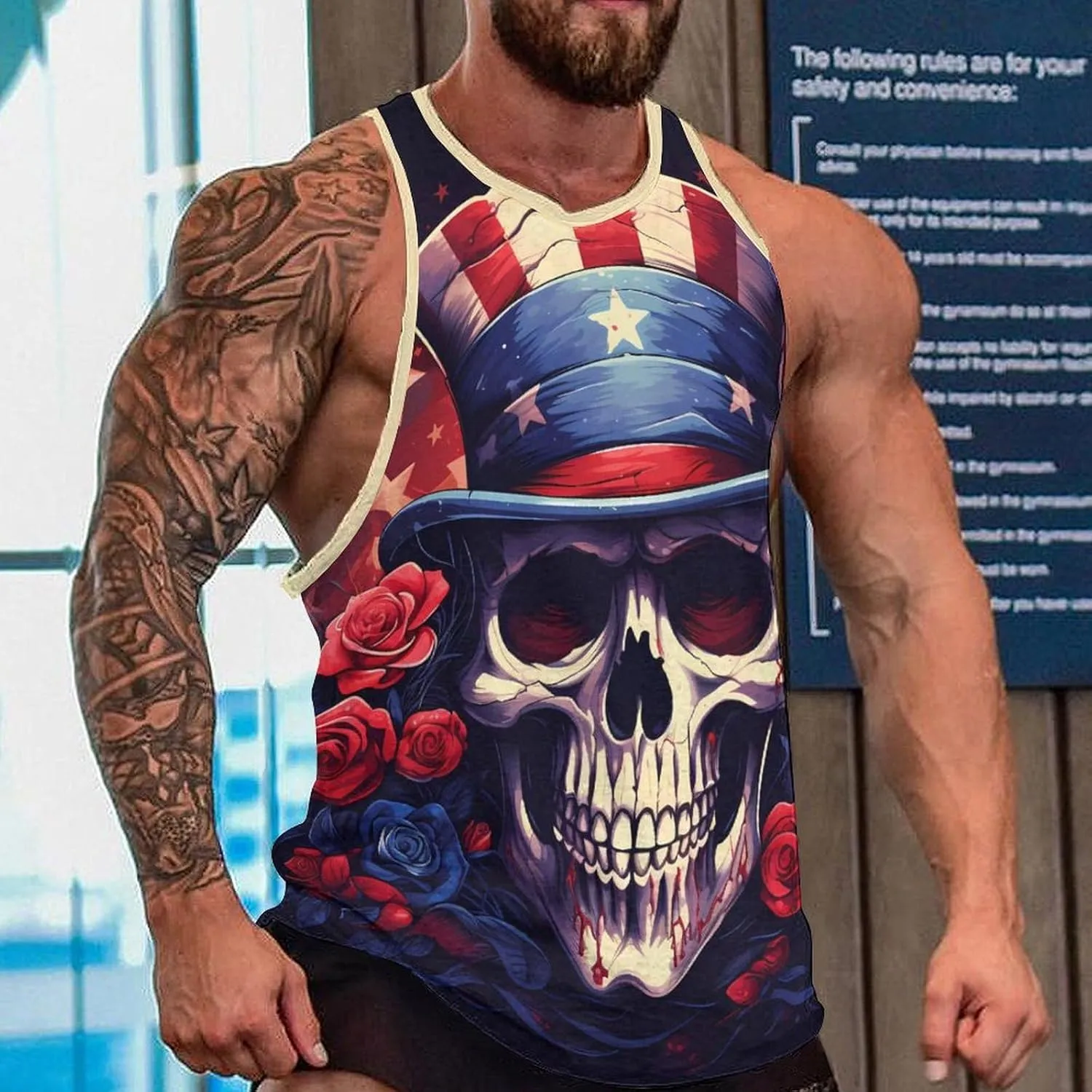 Men's Tank Tops Casual Undershirts Summer Cool Big and Tall Vest Sleeveless Crewneck Workout Cotton Tank Tops for Men