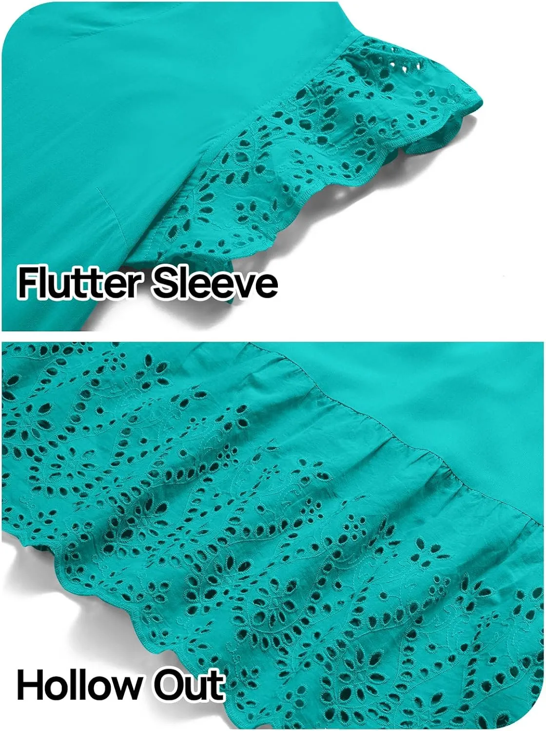 MEROKEETY Women's 2025 Summer Short Sleeve Midi Dress V Neck A-Line Ruffle Tiered Eyelet Casual Dresses