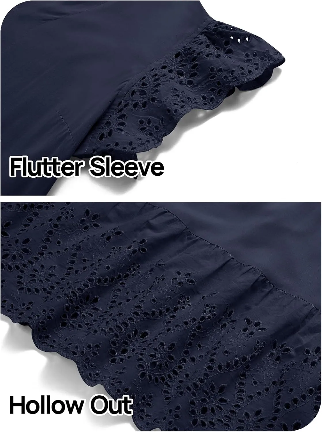 MEROKEETY Women's 2025 Summer Short Sleeve Midi Dress V Neck A-Line Ruffle Tiered Eyelet Casual Dresses