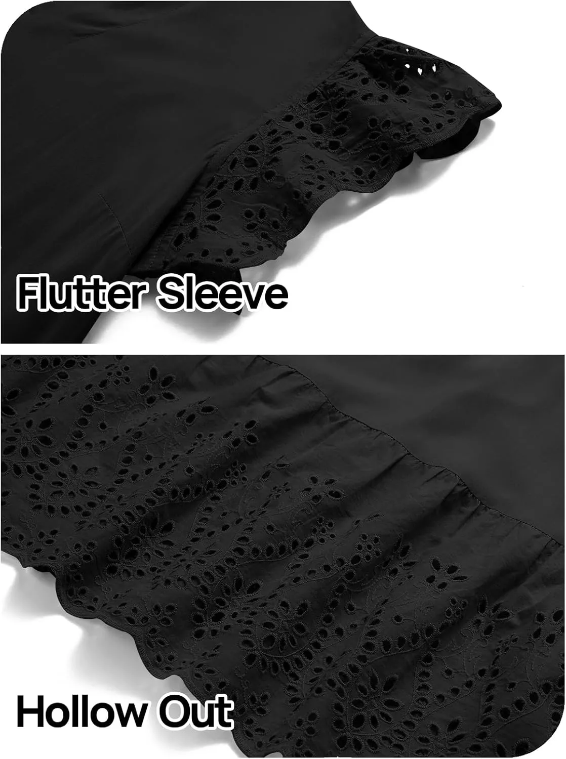 MEROKEETY Women's 2025 Summer Short Sleeve Midi Dress V Neck A-Line Ruffle Tiered Eyelet Casual Dresses