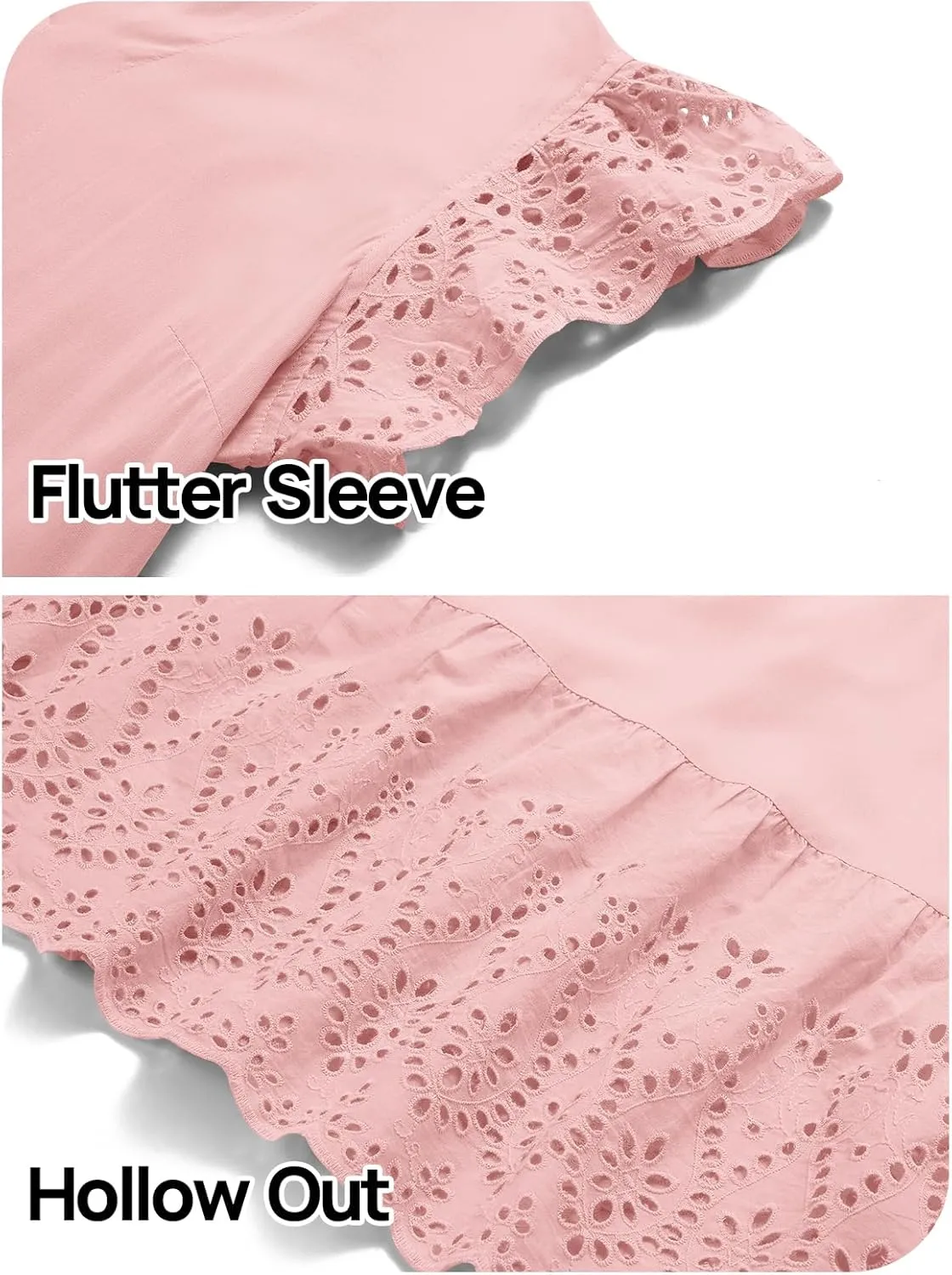 MEROKEETY Women's 2025 Summer Short Sleeve Midi Dress V Neck A-Line Ruffle Tiered Eyelet Casual Dresses