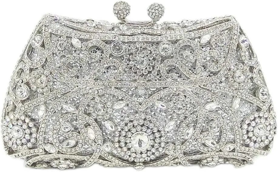 Mini Silver Crystal Evening Bags Wedding Party Dinner Clutch Bridal Rhinestone Purses and Handbags