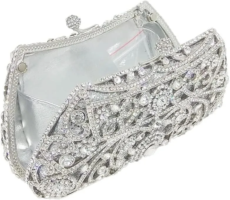 Mini Silver Crystal Evening Bags Wedding Party Dinner Clutch Bridal Rhinestone Purses and Handbags