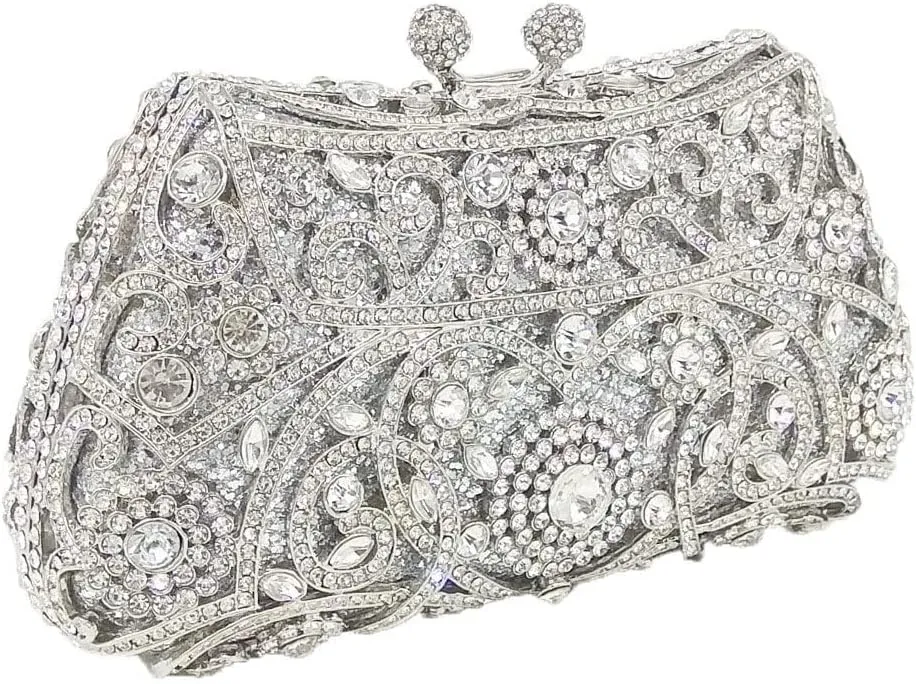Mini Silver Crystal Evening Bags Wedding Party Dinner Clutch Bridal Rhinestone Purses and Handbags
