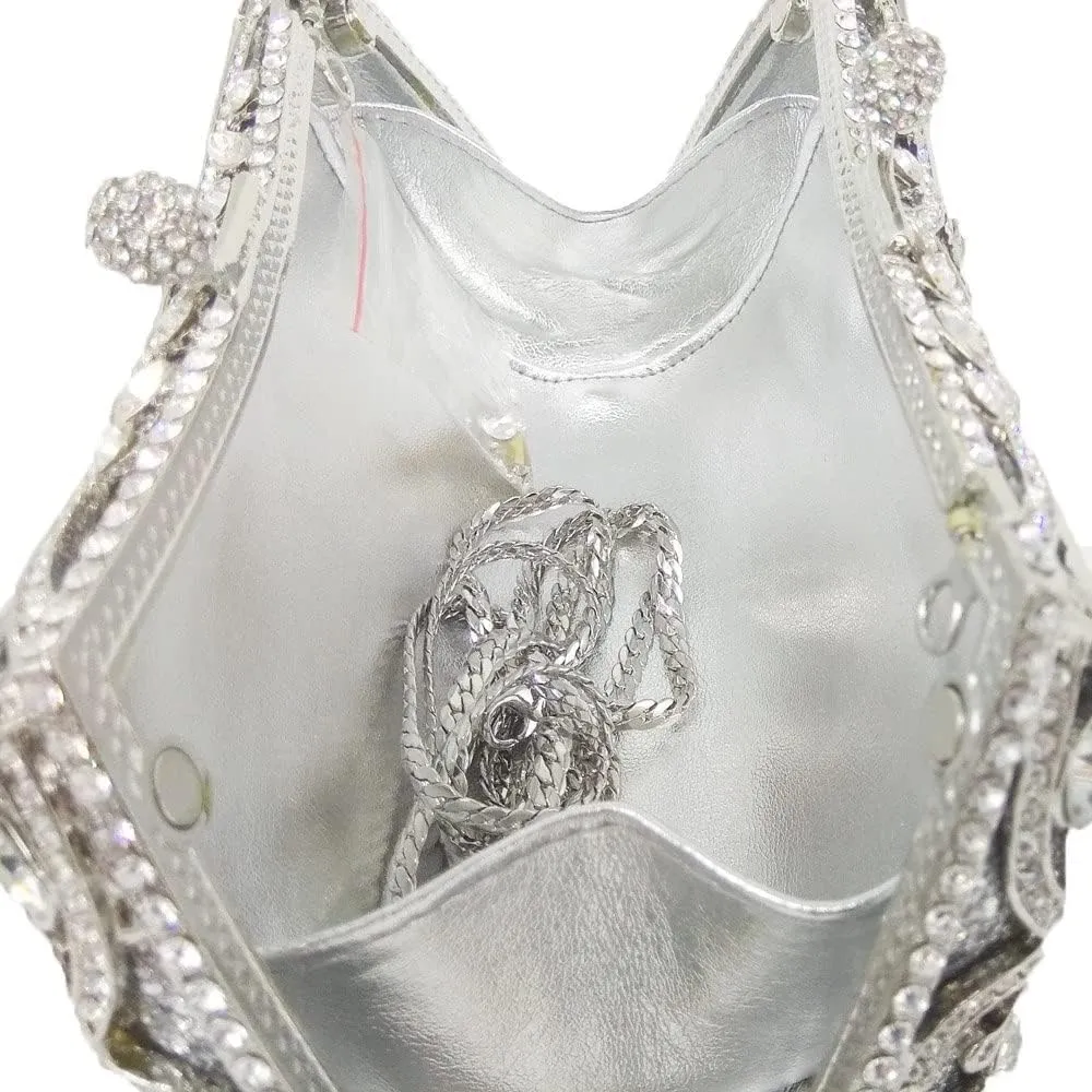 Mini Silver Crystal Evening Bags Wedding Party Dinner Clutch Bridal Rhinestone Purses and Handbags