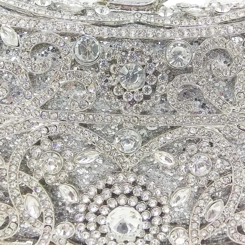 Mini Silver Crystal Evening Bags Wedding Party Dinner Clutch Bridal Rhinestone Purses and Handbags