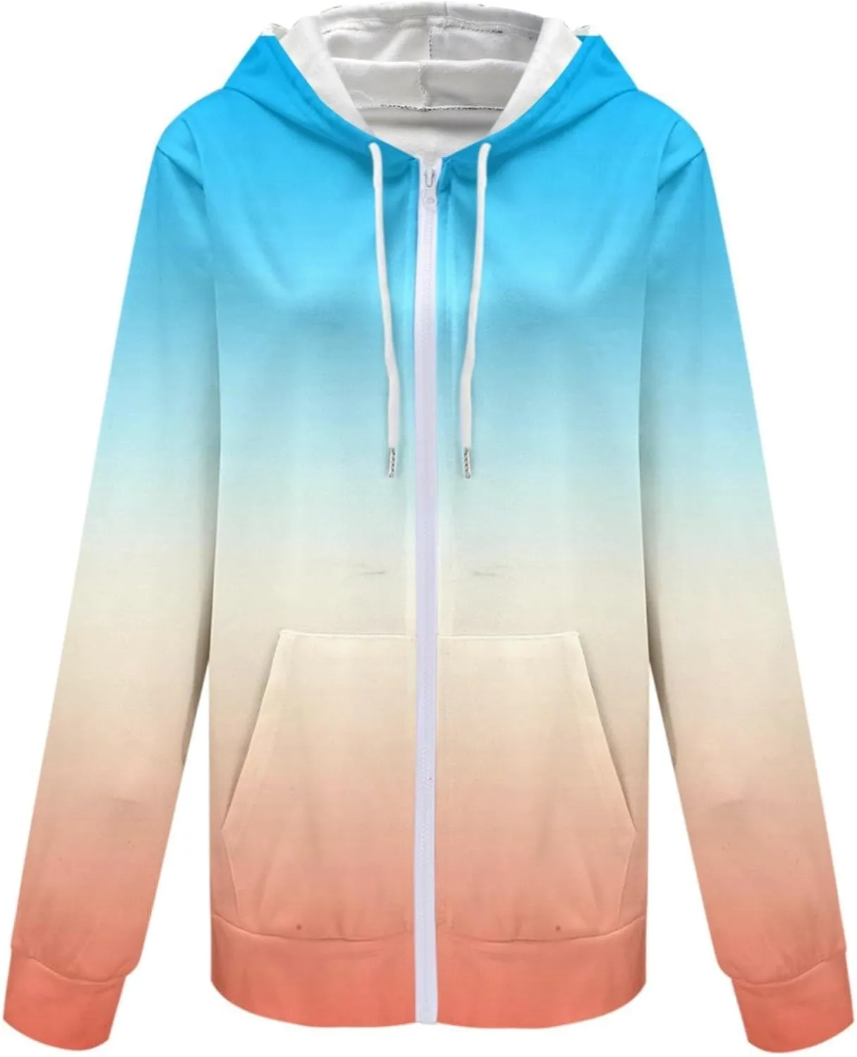 Muyise Womens Full Zip Up Hoodies Long Sleeve Oversized Y2K Coat Trendy Fall Outfits Casual Drawstring Jackets with Pockets