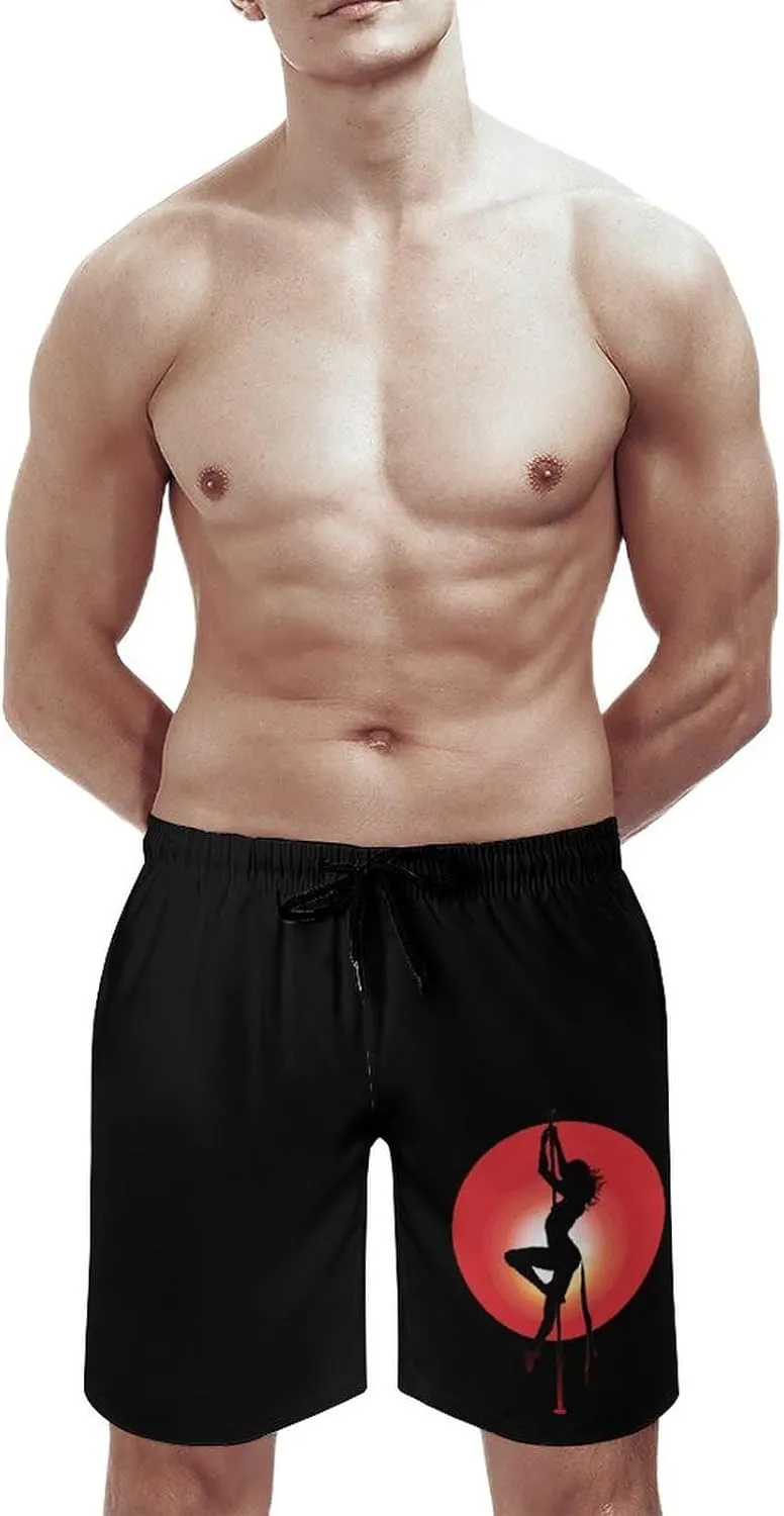 Pole Fitness Dance Men's Swim Trunks Quick Dry Board Shorts Breathable Summer Beach Shorts Bathing Suits