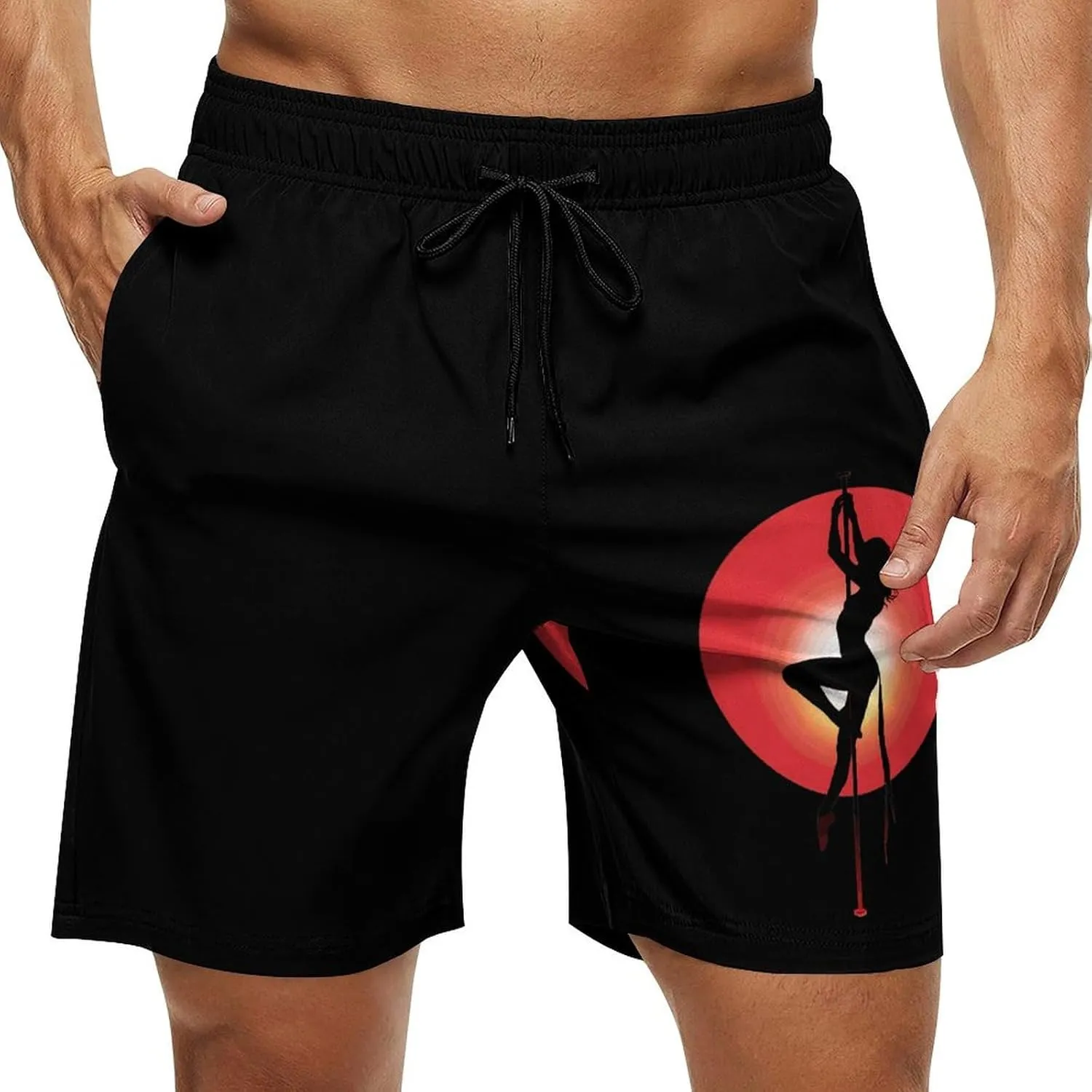 Pole Fitness Dance Men's Swim Trunks Quick Dry Board Shorts Breathable Summer Beach Shorts Bathing Suits