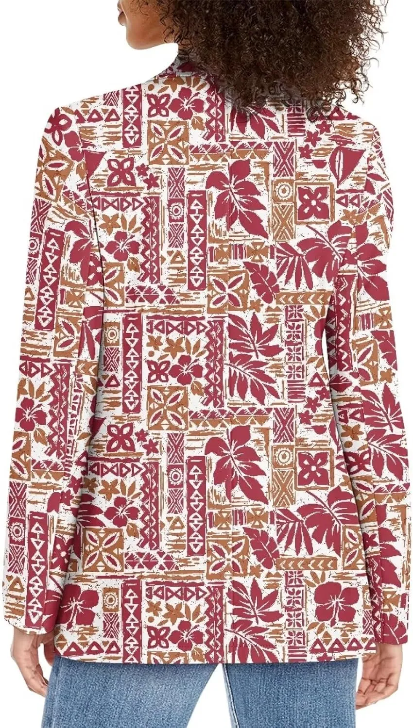 Polynesian Tapa Puletasi Samoan Puletasi Blazer for Woman Plus Size Long Sleeve Blazer Jackets with Pockets