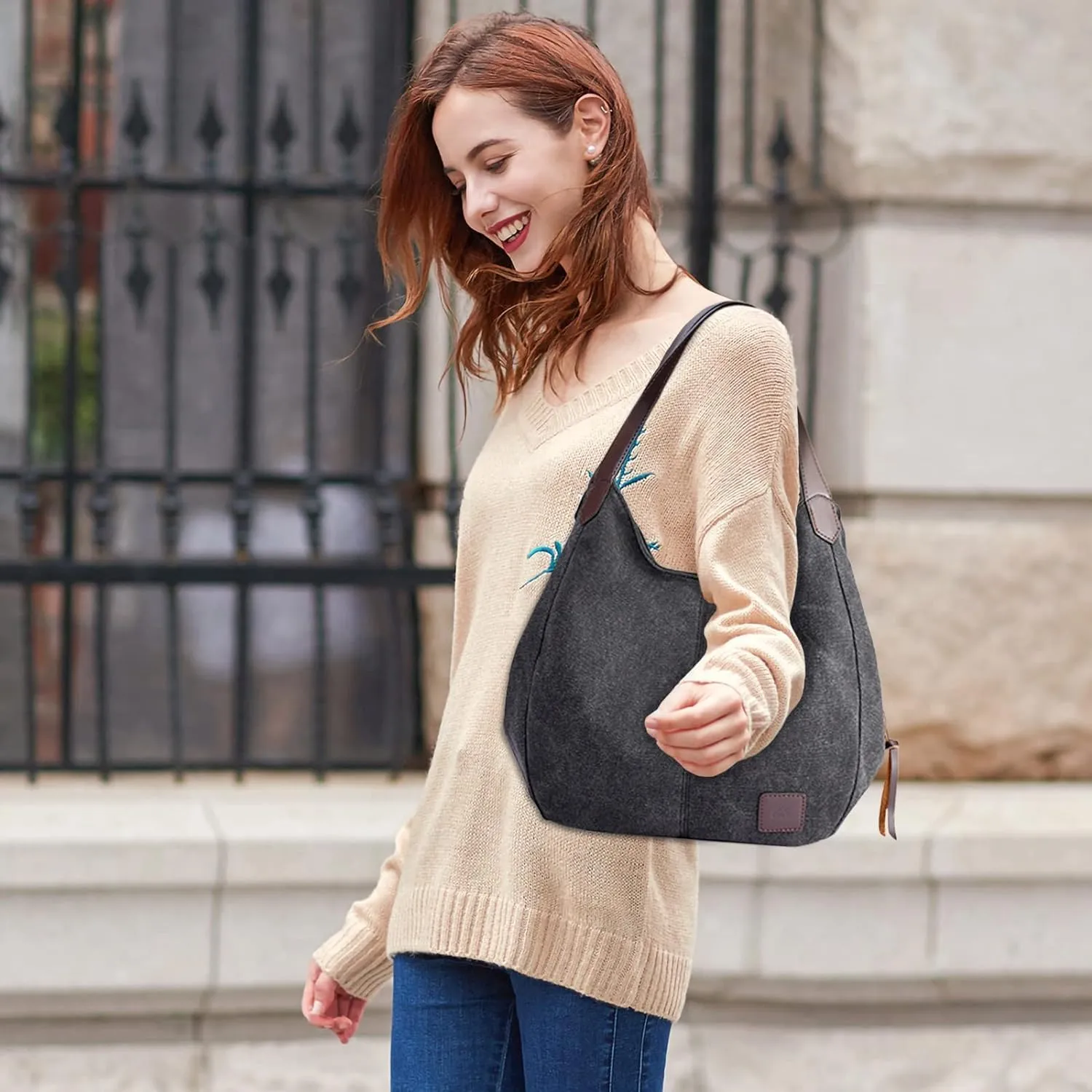 Popularity Women Canvas Shoulder Bags Ladies Canvas Handbag