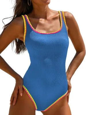 popvil Women's One Piece Swimsuits 2025 Tummy Control -Slimming Bathing Suit Neon 1 Piece Beach Outfit Sexy Sport Swim Suits