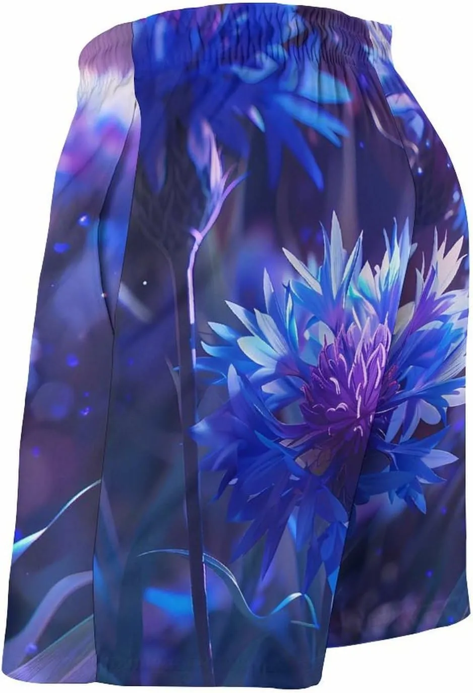 Purple Chrysanthemum Print Men's Swim Trunks Quick Dry Board Shorts Breathable Summer Beach Shorts Bathing Suits