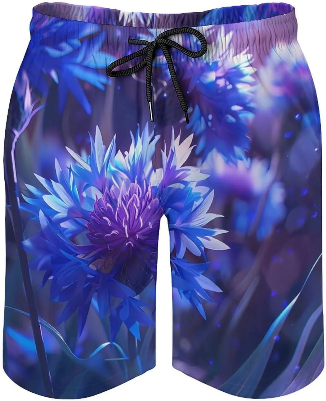 Purple Chrysanthemum Print Men's Swim Trunks Quick Dry Board Shorts Breathable Summer Beach Shorts Bathing Suits