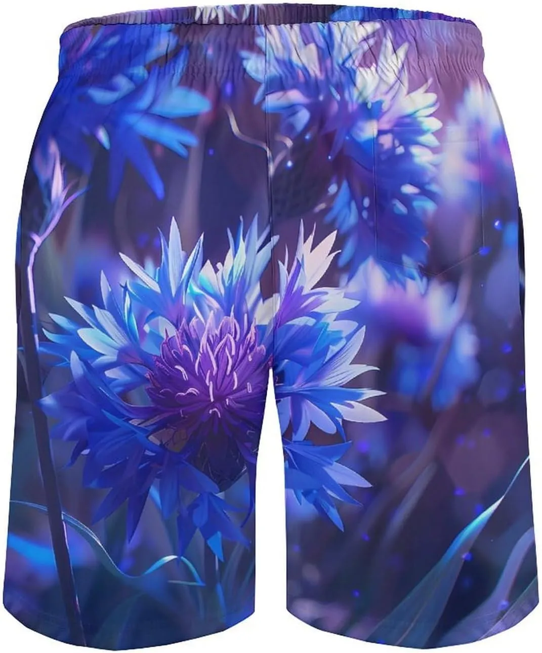 Purple Chrysanthemum Print Men's Swim Trunks Quick Dry Board Shorts Breathable Summer Beach Shorts Bathing Suits