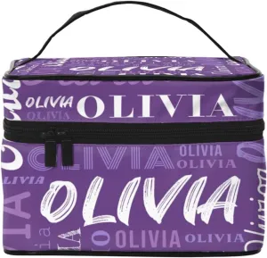 Purple Custom Makeup Bag with Name Personalized Photo Logo Text Cosmetic Case Customized Name Travel Make Up Toiletry Bags with Handles Unique Gifts for Women Bridesmaid Sister