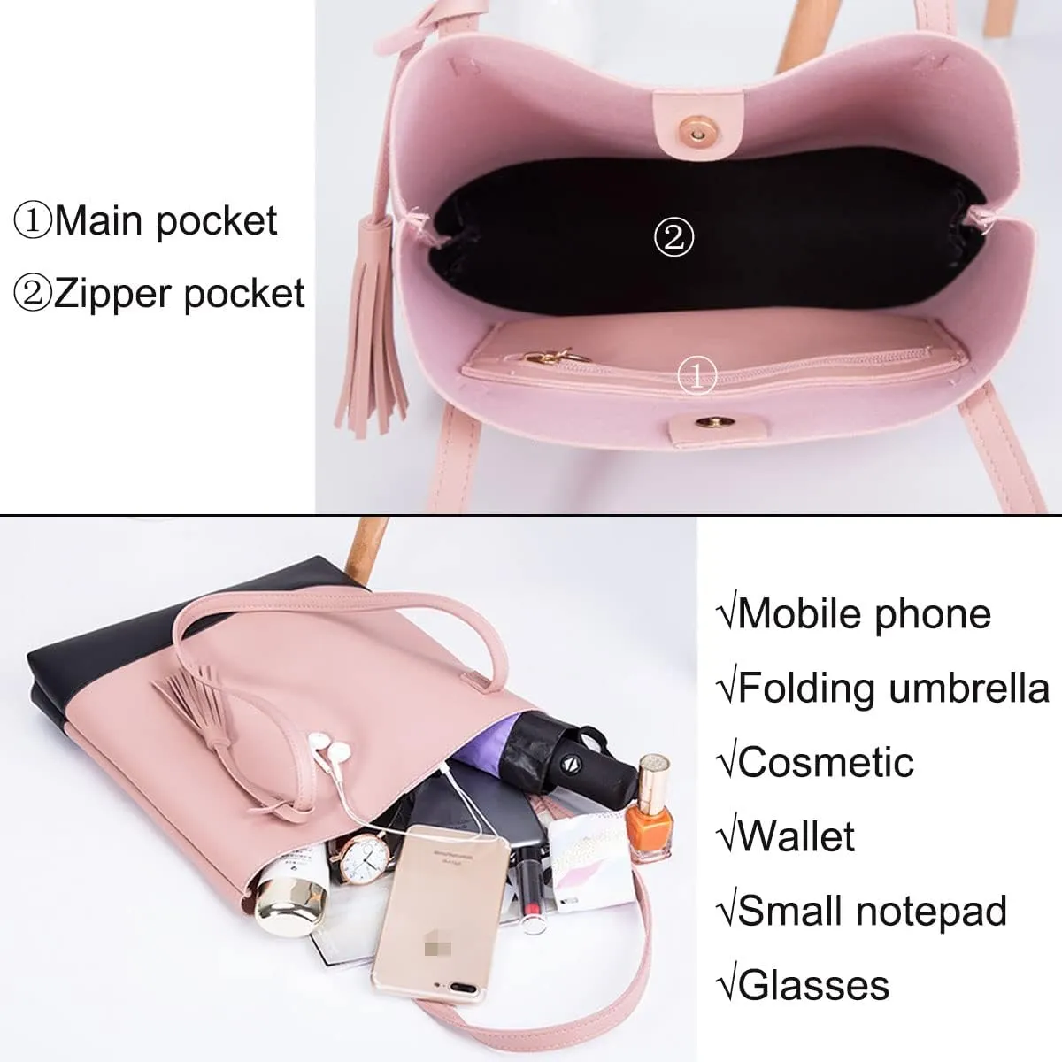 Purses and Handbags for Women PU Leather Designer Tote Fashion Ladies Shoulder Bags Tassel Girls Top-Handle Bags