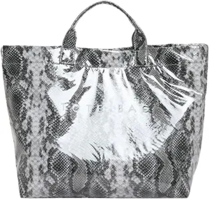 PVC Tote Bag for Women Snake Pattern Letter Print Large Tote Bag Clear Plastic Handbags Top Handle Bags