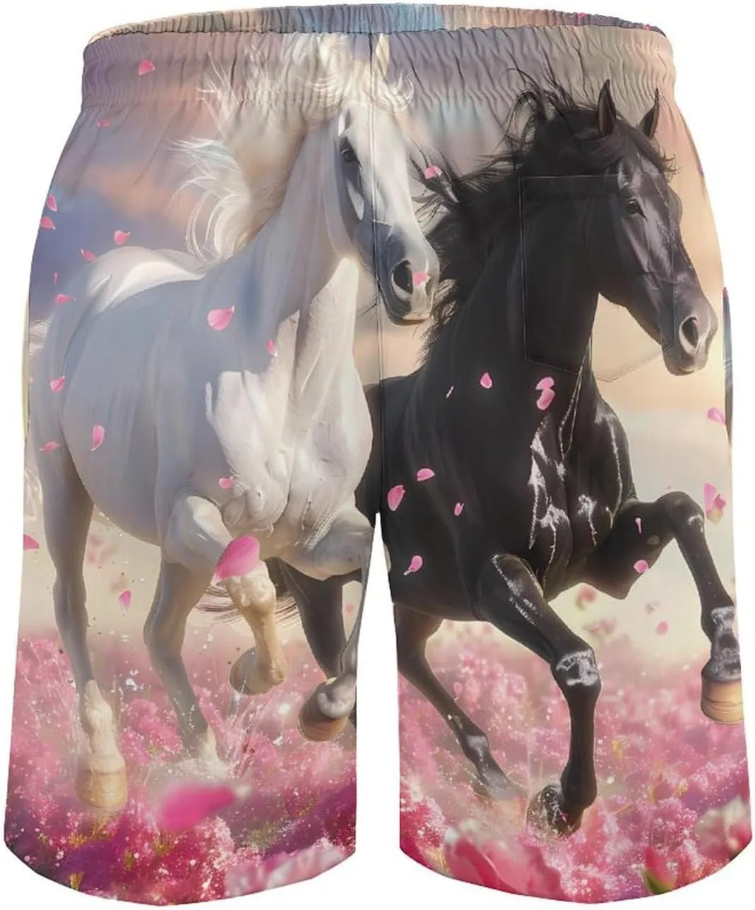 Running Horses Men's Swim Trunks Quick Dry Board Shorts Breathable Summer Beach Shorts Bathing Suits