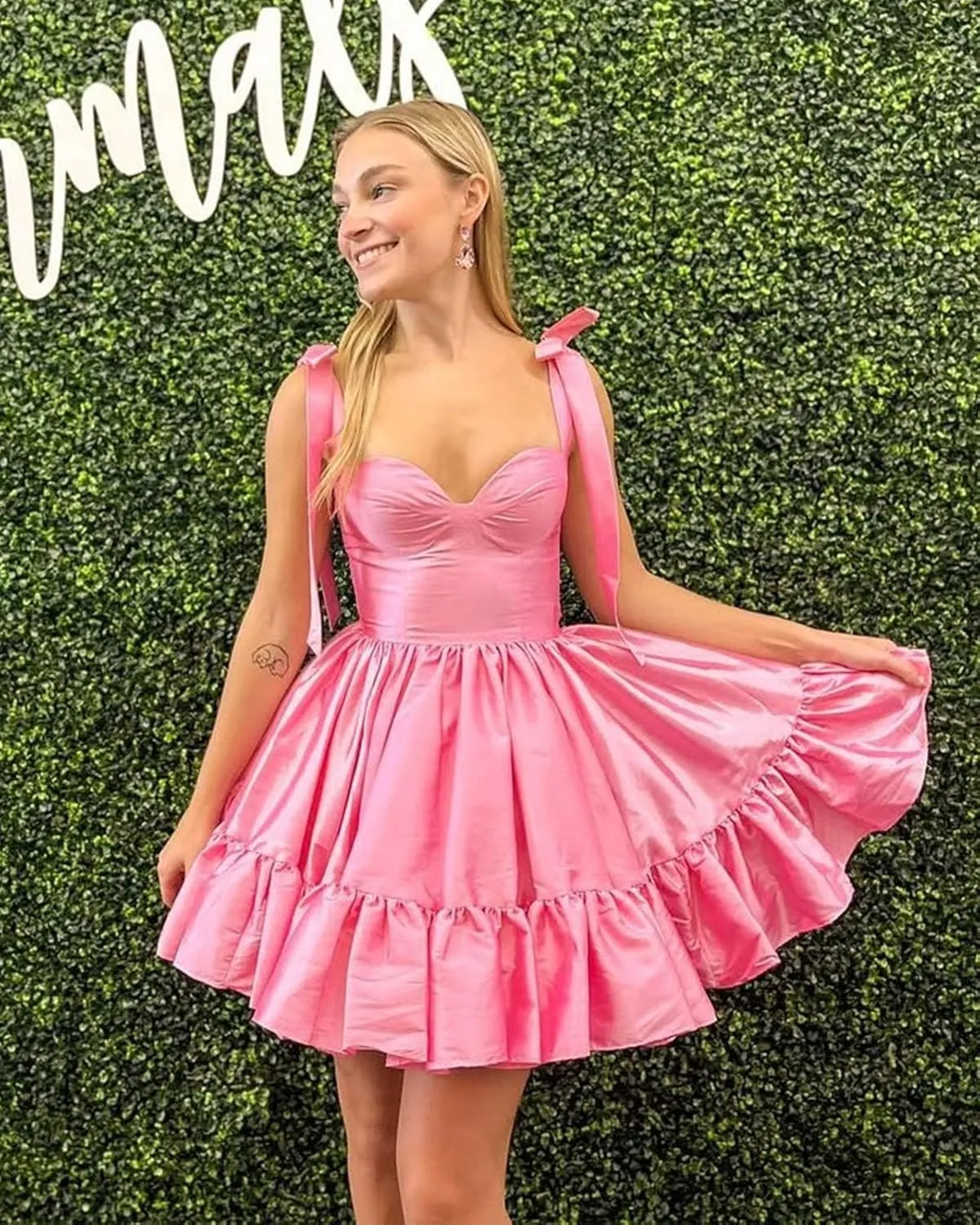 Satin Homecoming Dresses for Teens Short Prom Dresses for Women Flowy Bowknot Cocktail Dress AC088