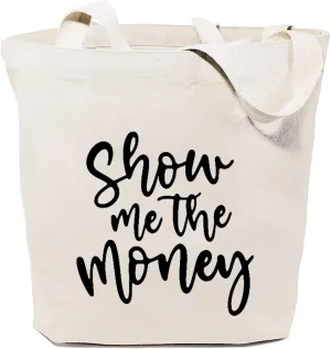 SAUIVD Show Me the Money Canvas Tote Bag Eco Friendly Shoulder Bag Finance Manager Graphic Handbag Shopping Bag