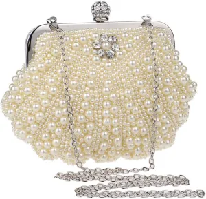 Shell Design Women Evening Bags Beaded Handmade Diamonds Chan Shoulder Messenger Bag Crystal Wedding Evening Bag