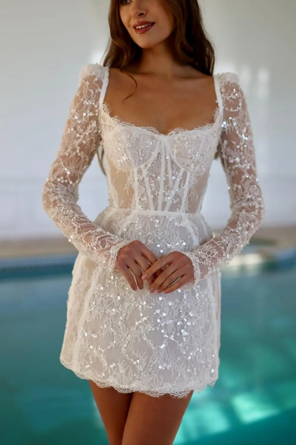 Short Wedding Dresses for Bride 2025 Lace Applique 3D Flower Tulle Mini Boho Bridal Gowns for Wedding