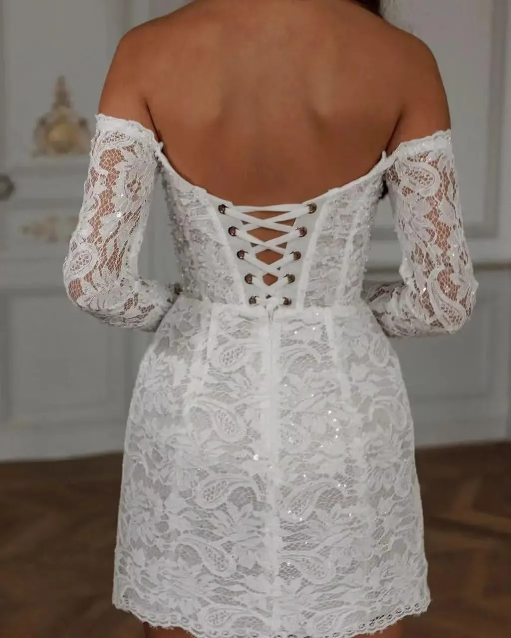 Short Wedding Dresses for Bride 2025 Lace Applique 3D Flower Tulle Mini Boho Bridal Gowns for Wedding