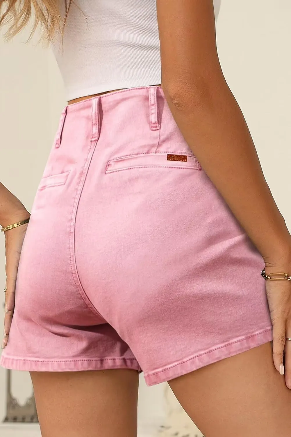 Sidefeel Women's Jean Shorts Button Fly Stretchy High Waisted Zimbaplatinum Jeans Summer Outfit 2025 Denim Shorts