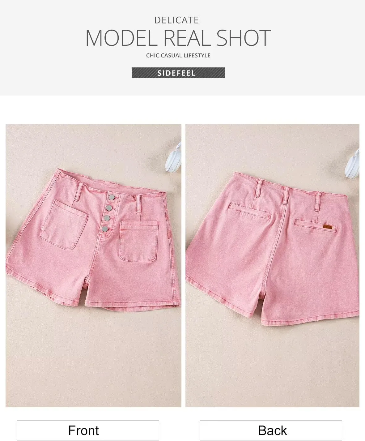 Sidefeel Women's Jean Shorts Button Fly Stretchy High Waisted Zimbaplatinum Jeans Summer Outfit 2025 Denim Shorts