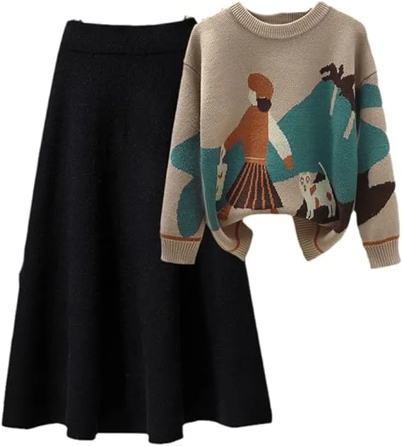 Solid Color Pleated Knitted Skirt Vintage Elastic High Waist A-line Skirts Elegant Women Clothing Long Skirts B-33463