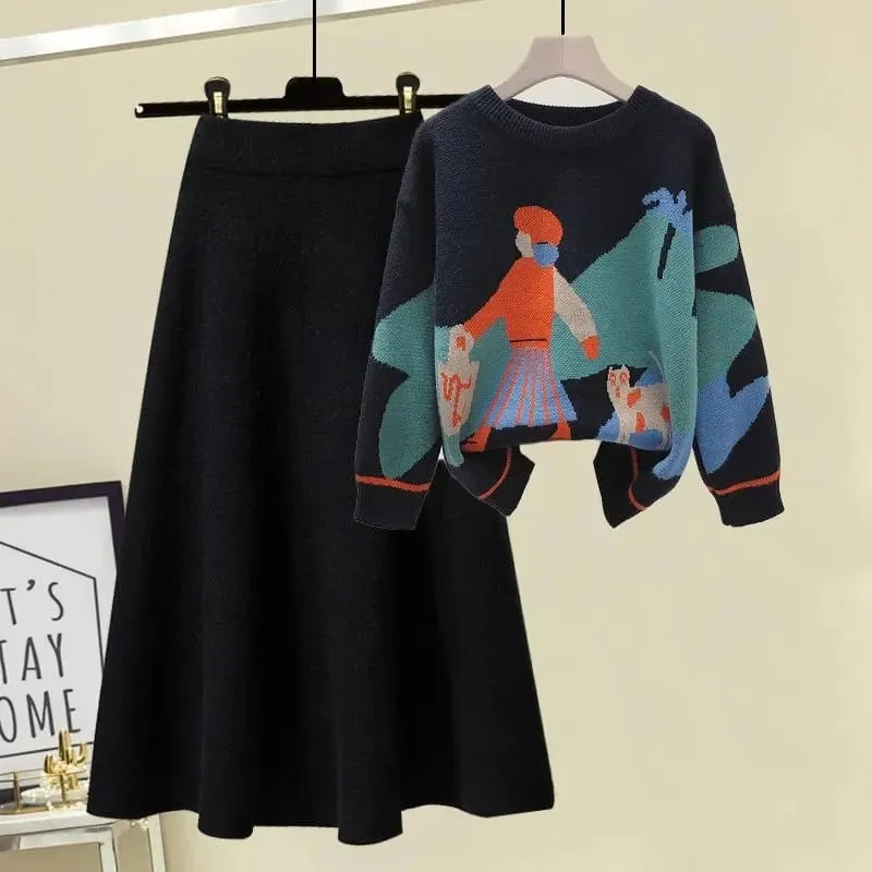 Solid Color Pleated Knitted Skirt Vintage Elastic High Waist A-line Skirts Elegant Women Clothing Long Skirts B-33463