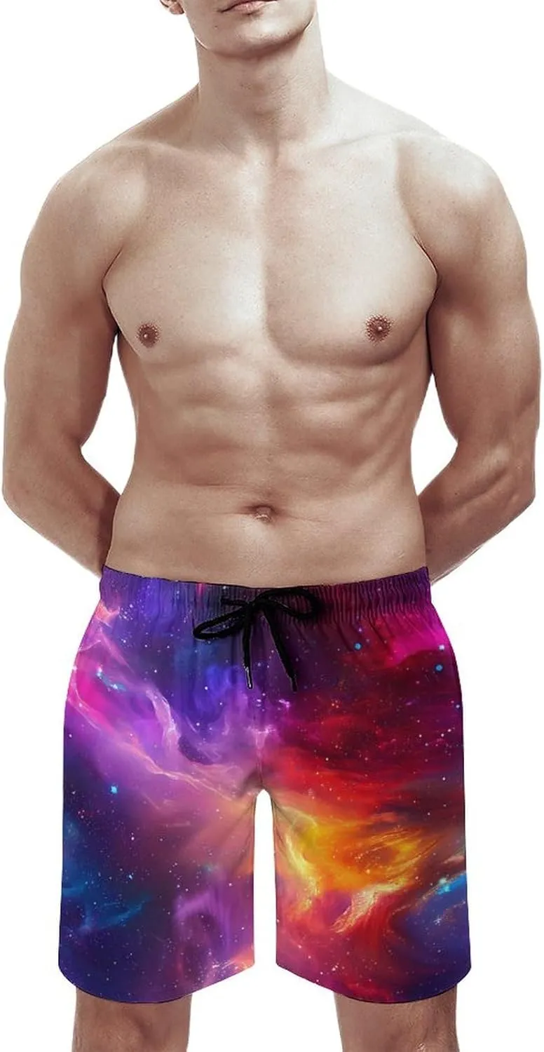 Starry Night Men's Swim Trunks Quick Dry Board Shorts Breathable Summer Beach Shorts Bathing Suits