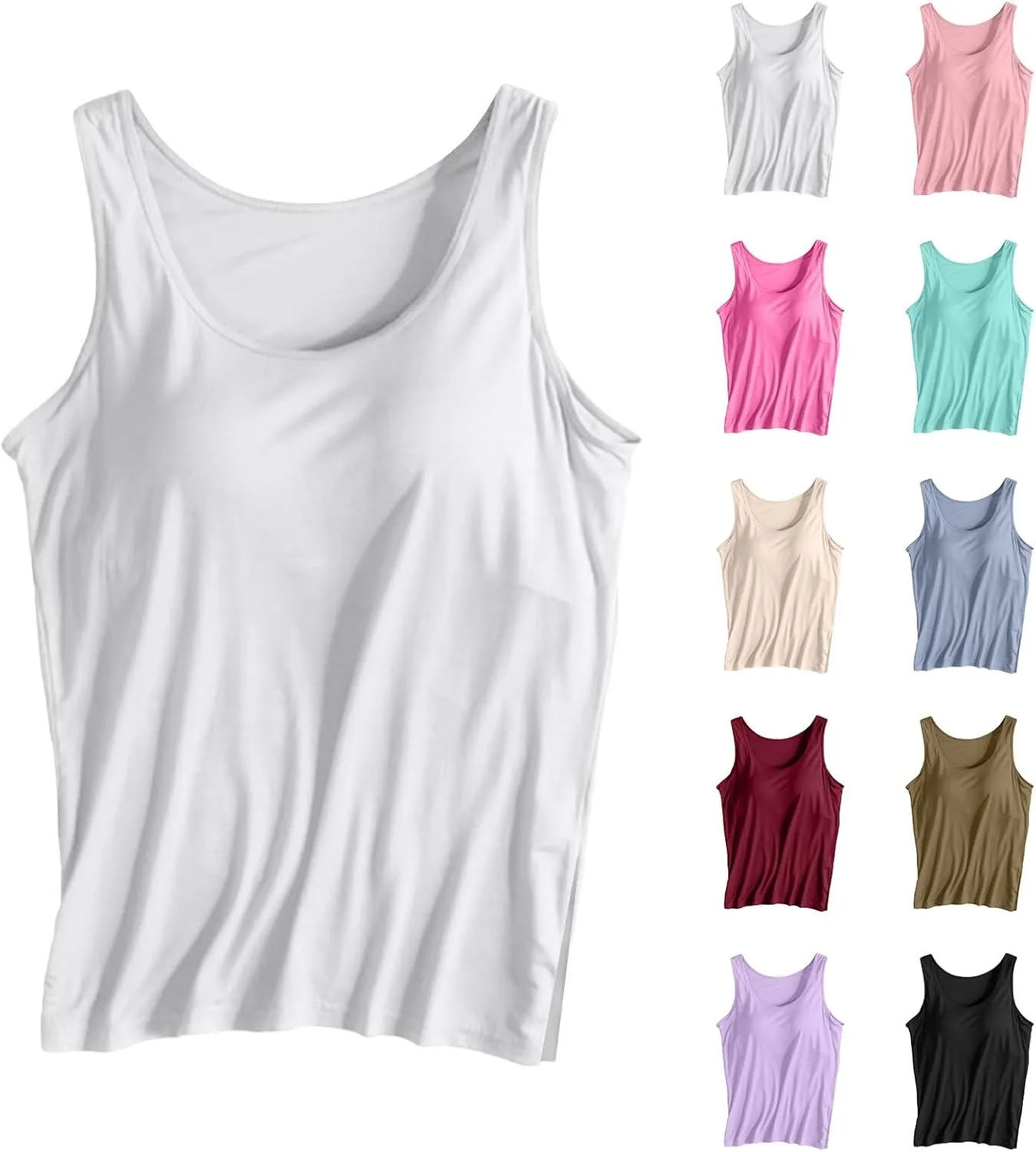 Summer Tops for Women in Bra Adjustable Spaghetti Strap Workout Yoga Shirts Basic Layer Padded Bra Tank Tops