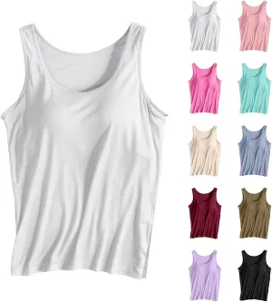 Summer Tops for Women in Bra Adjustable Spaghetti Strap Workout Yoga Shirts Basic Layer Padded Bra Tank Tops