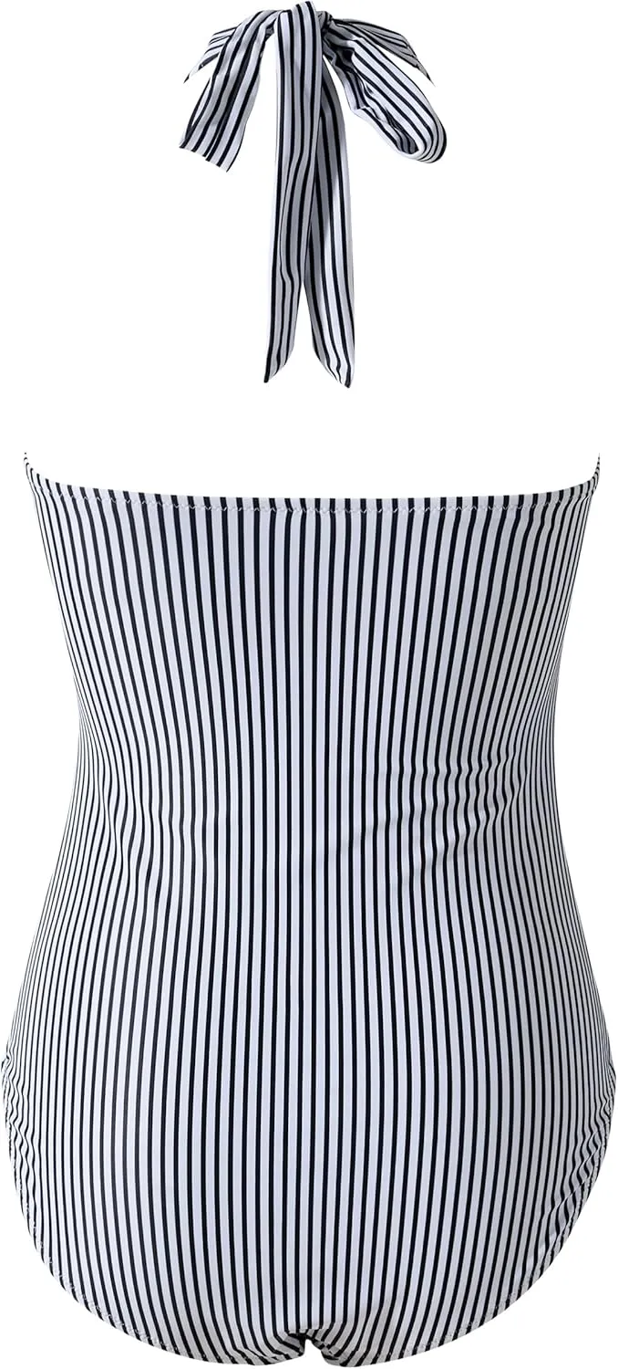 SUUKSESS Women Sexy Tummy Control One Piece Swimsuits Halter Push Up Bathing Suits