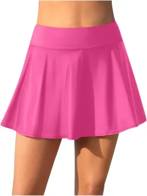 Swim Skirt for Women Ruffle Ruched High Waisted Bathing Suits Bottoms with Built-in Brief Swimsuits Skirt Swim Shorts