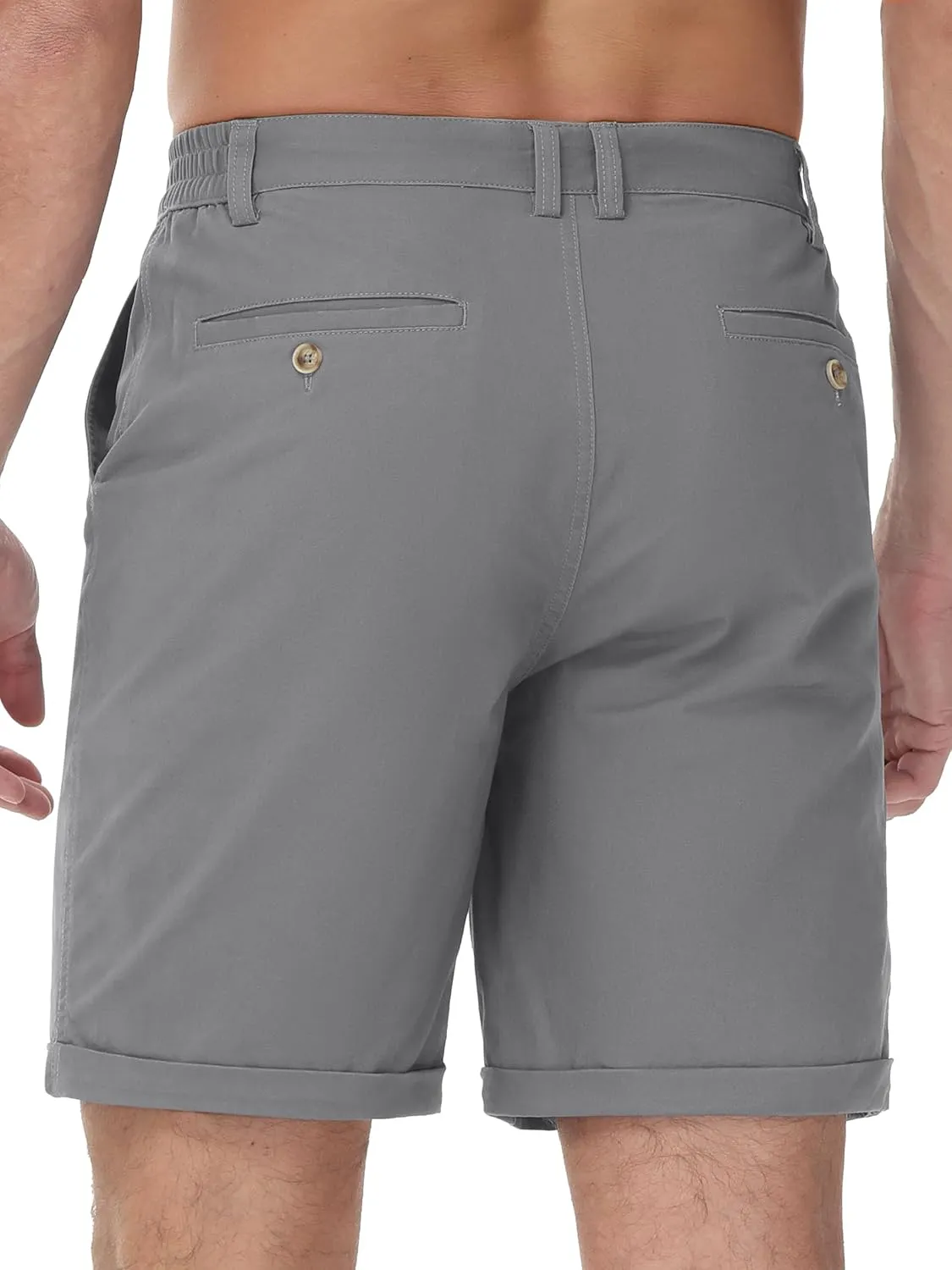 TACVASEN Mens Casual Shorts Classic Fit 7 Stretch Twill Flat Front Chino Shorts with Pockets