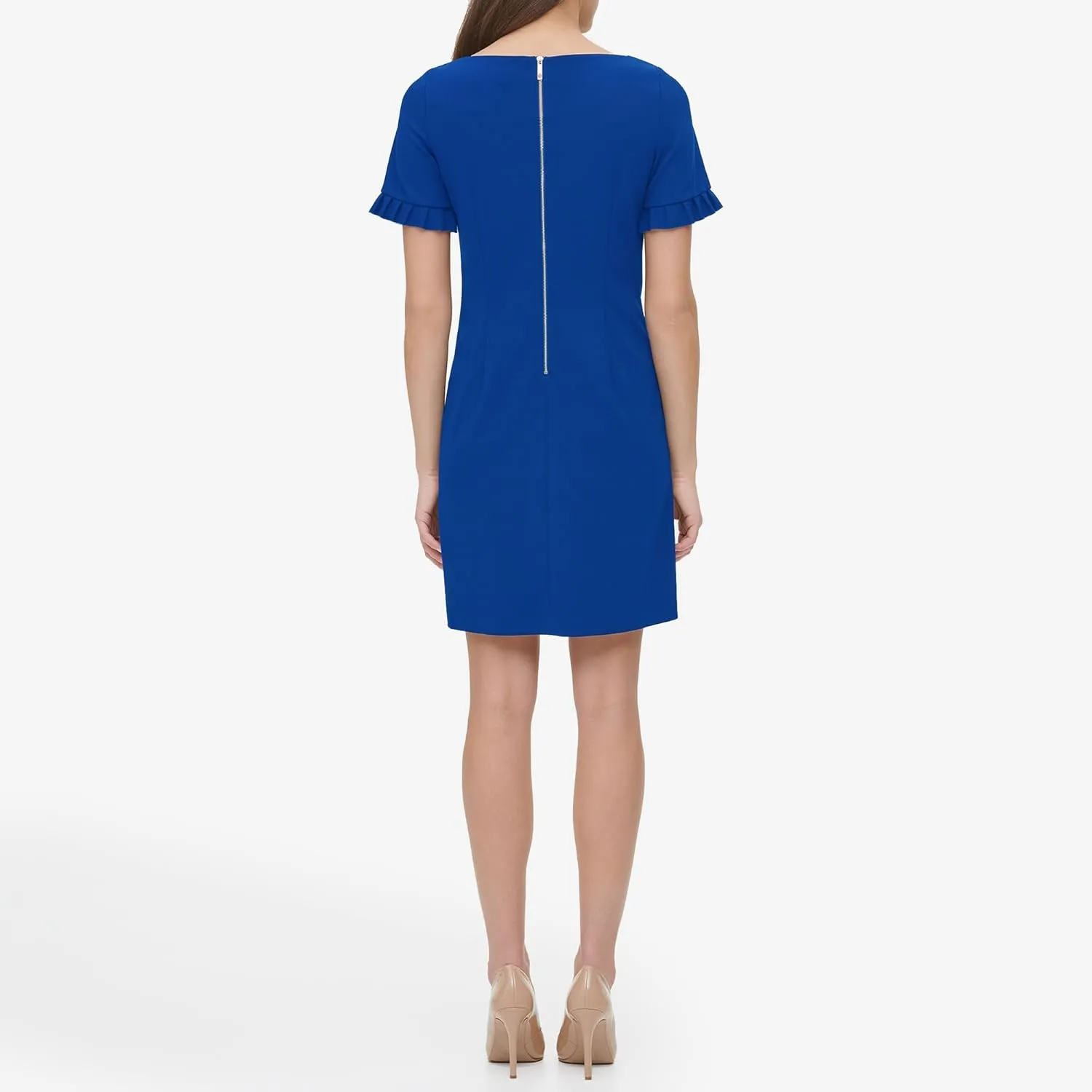 Tommy Hilfiger Women's Pleated Short Sleeve Scuba Dress