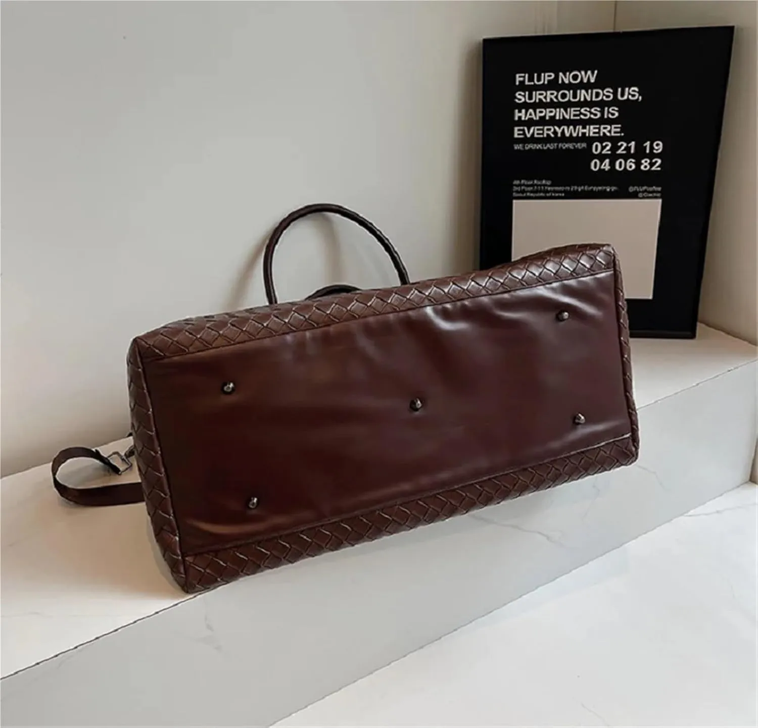 Travel Bag Men Women's Fashion Weaving Pu Leather Totes Large Capacity Shoulder Bags Business Casual Handbag