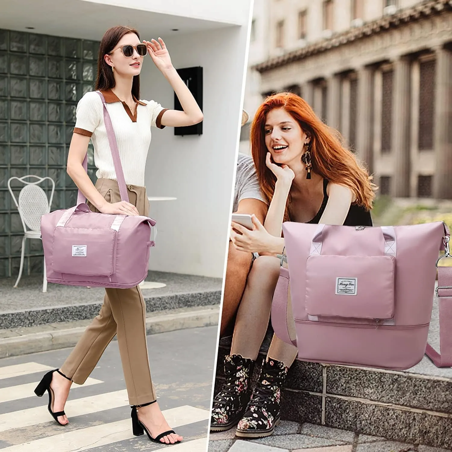 Travel Duffel Tote Bag,Travel Weekender Overnight Bags Women Carry On Bag Totes for Airplanes,Sports Gym Duffle with Trolley Sleeve