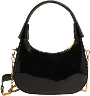 Trendy Patent Leather Hobos Handbag Purse for Women Shoulder Crossbody Bag Retro Totes with Removable Strap